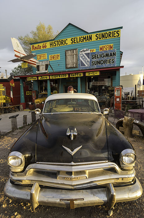 Kitsch rules on old Route 66 in Seligman, Arizona